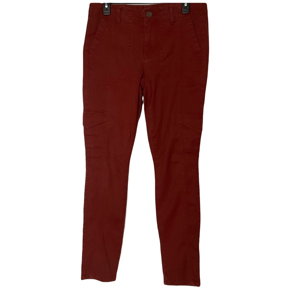 cabi #3566 The Drifter skinny cargo corduroy pants brick-red leg pockets Size 8